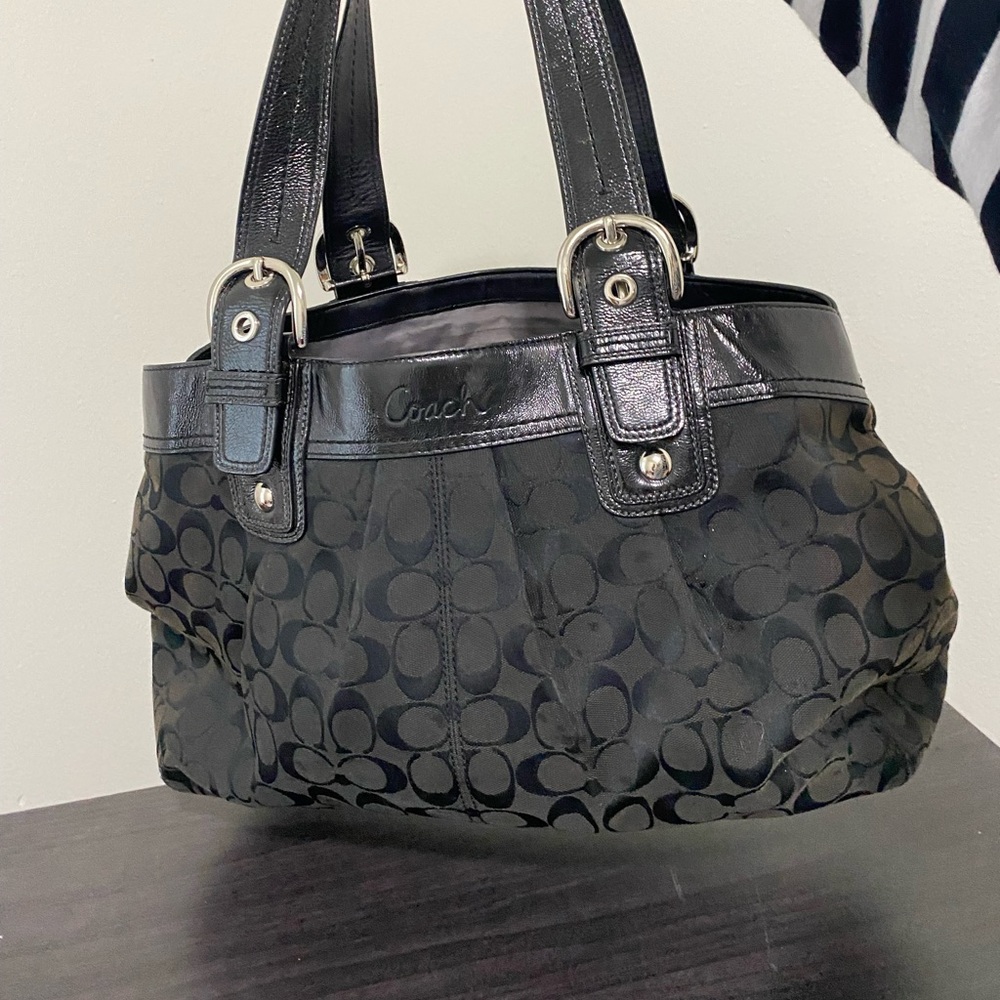 Vintage COACH Black Big Purse Tote Leather